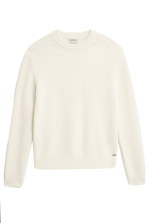 Woolrich Merino Wool Crewneck Sweater Ivory Wit