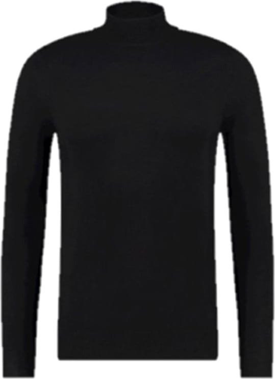 Purewhite Essential Knit Mockneck Longsleeve Black Zwart