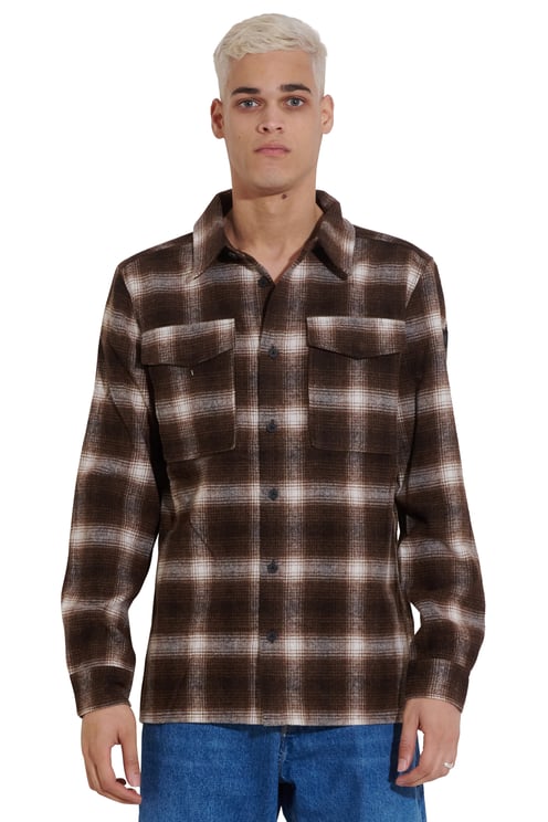 Purewhite Checked Wool Shirt Bruin