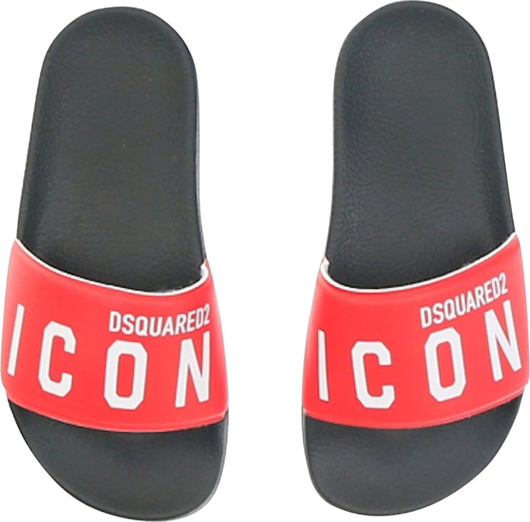 Dsquared2 Icon Pool Slides Icon Print Red/whi Rood