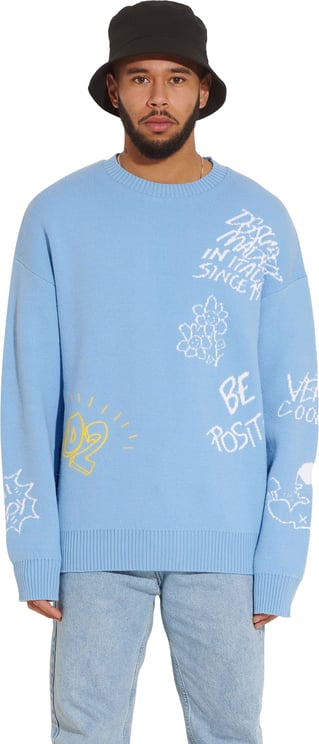 Dsquared2 D2 scribbles sweater Blauw