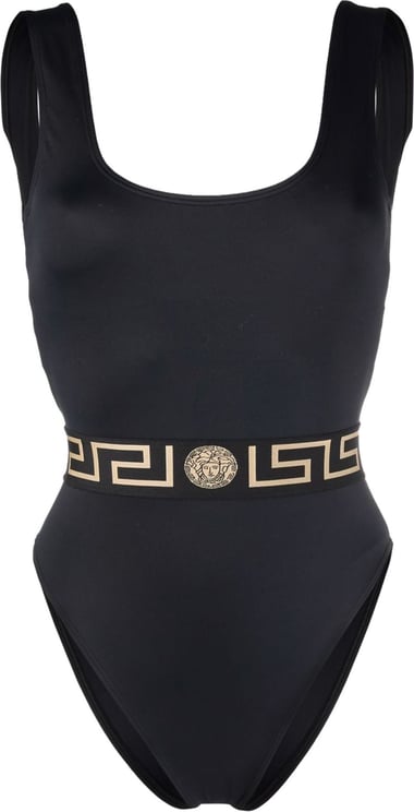 Versace Greca-print swimsuit Zwart