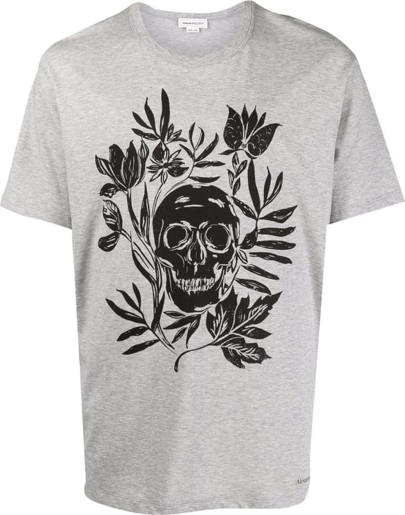 Alexander McQueen Skull Logo T-shirt Grijs