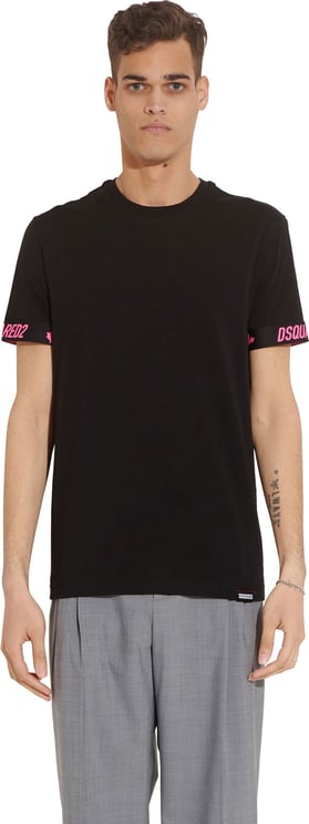 Dsquared2 Round Neck T-shirt zwart roze Zwart