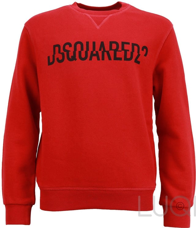 Dsquared2 Sweater Rood Met Logo Relax Fit Rood