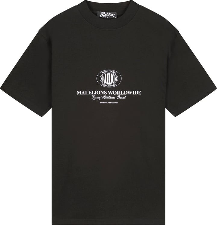 Malelions Oversized Worldwide T-Shirt - Black Zwart