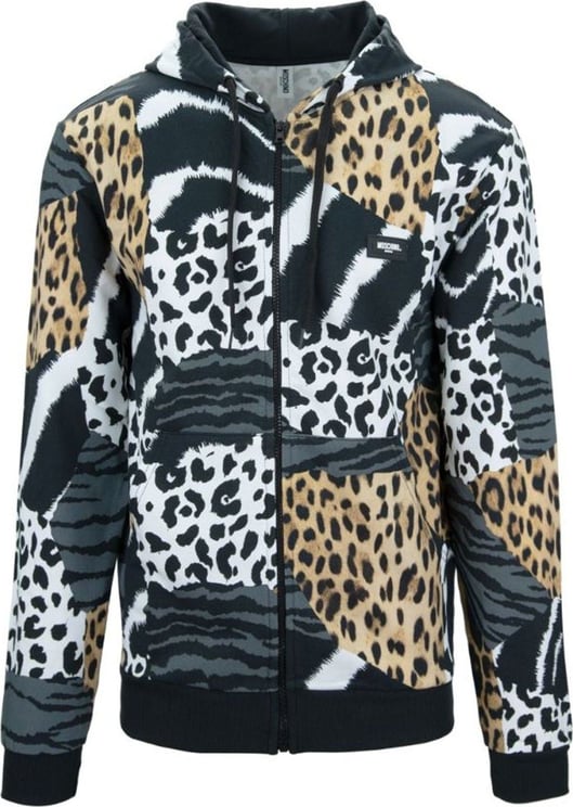 Moschino Moschino Swim Leopard Logo Hooded Sweatshirt Zwart