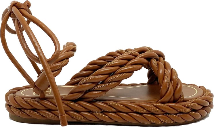 Valentino Valentino The Rope Leather Sandals Bruin