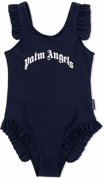 Palm Angels One Piece Beachwear Logo Blauw
