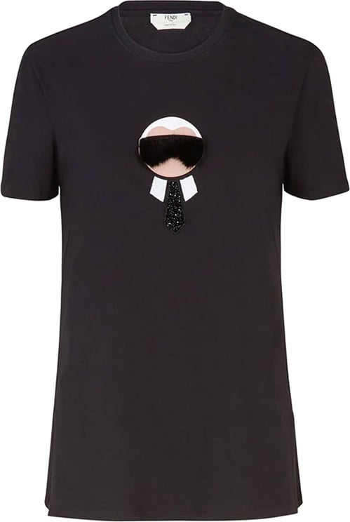 Fendi Fendi Karlito Motif T-Shirt Zwart