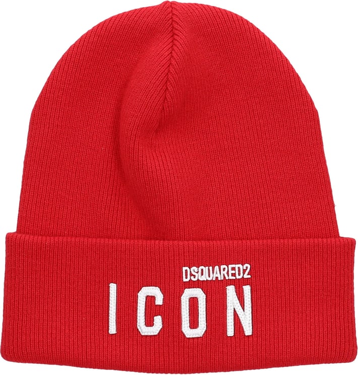 Dsquared2 Unisex Beanie Be Icon Cotton Alfredo Rood