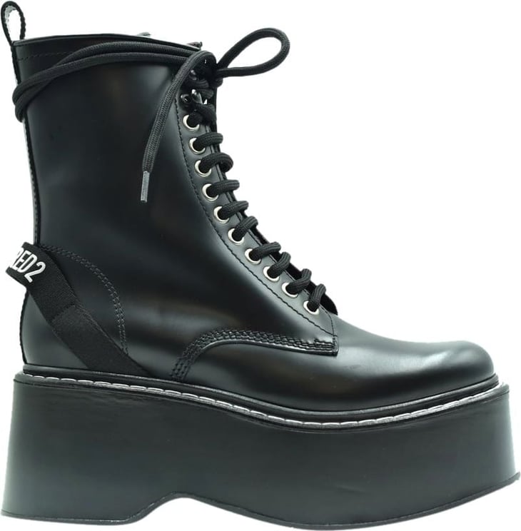 Dsquared2 Dsquared2 Lace Up Leather Boots Zwart