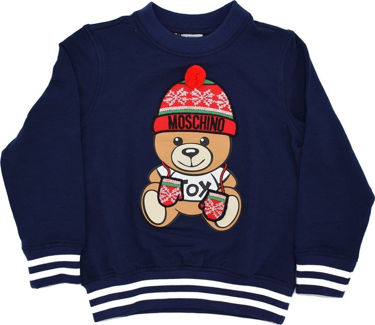 Moschino Moschino Kid Sweater Giro Ponpon Male Blauw