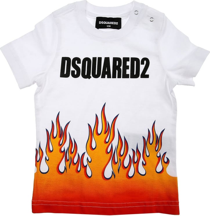 Dsquared2 Dsquared T-shirt Fiamme Newborn Wit