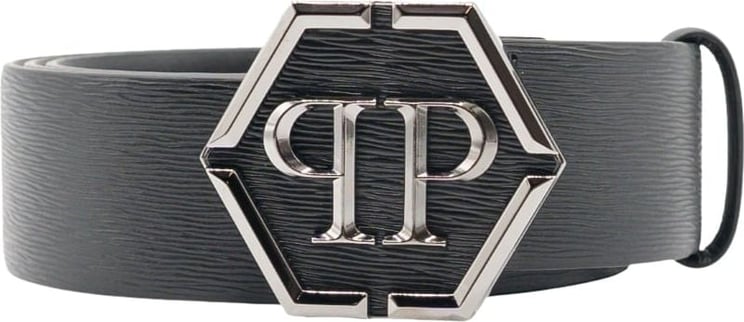 Philipp Plein Leather Belt Hexagon Riem Zwart