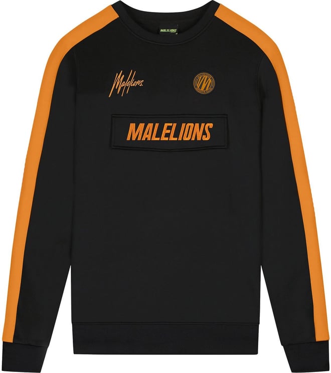 Malelions Academy Crewneck - Black/Orange Zwart