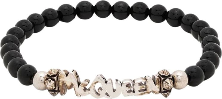 Alexander McQueen graffiti cut-out beaded bracelet Zwart