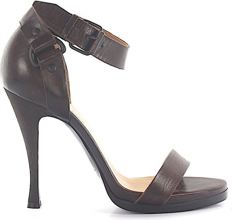 Balenciaga Women Platform Sandals Calfskin Smooth Leather Decorative Belt Brown - ALENA Bruin
