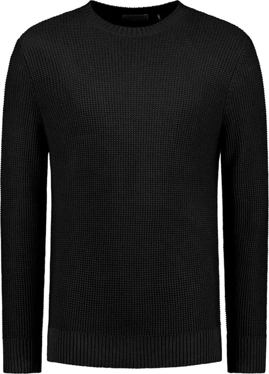 Purewhite Textured Knit Sweater Black Zwart