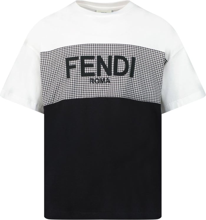 Fendi Fendi JMI408 7AJ kinder t-shirt zwart/wit Zwart