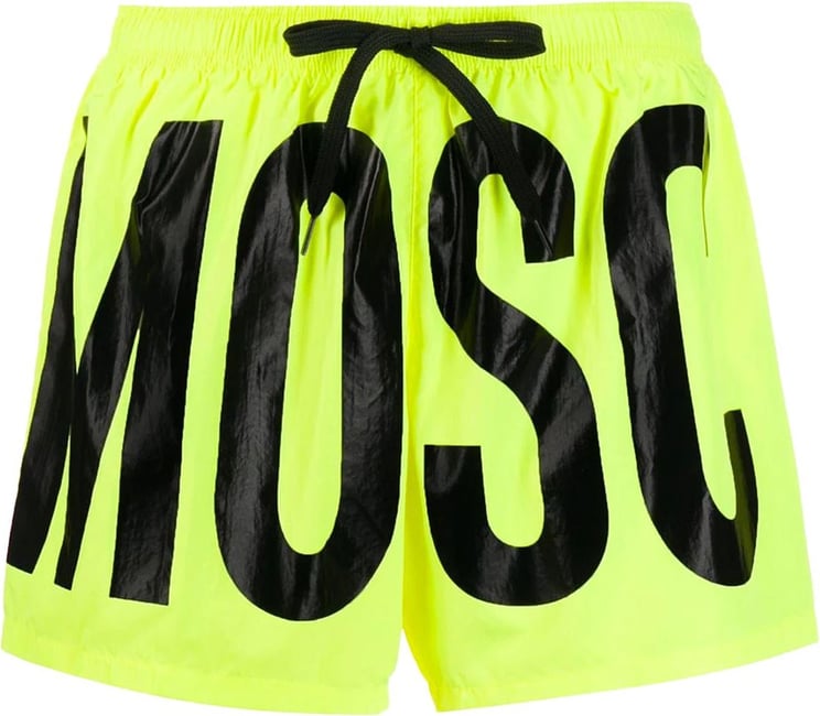 Moschino Moschino Swim Logo Print Swim Shorts Geel