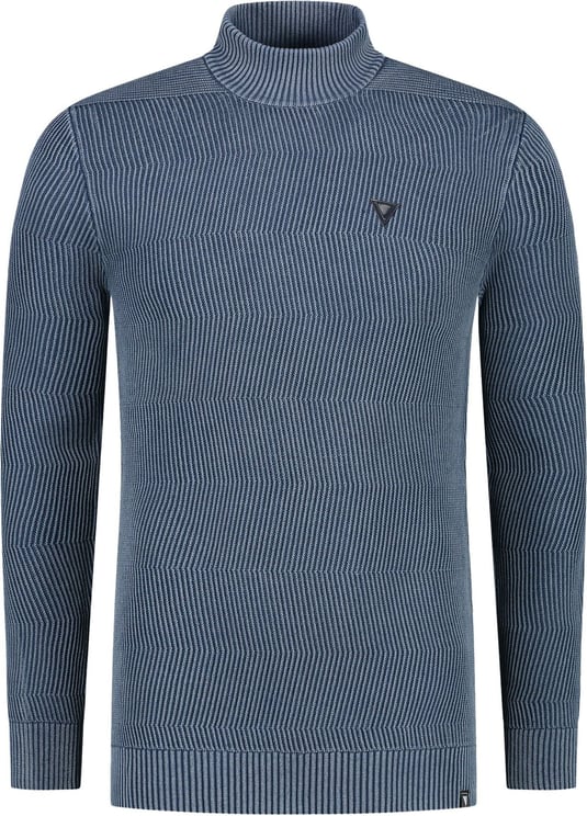 Purewhite Purewhite Jacquard Knit Mockneck Sweater Blauw - Grijs Grijs