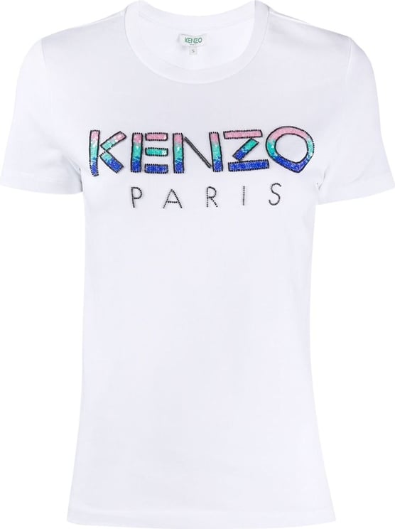 Kenzo Paris Straight Sequin Logo T-shirt Wit