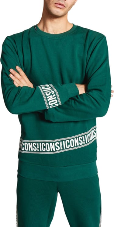 My Brand icons tape skew sweater Groen