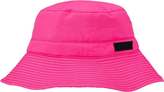 Ganni Fluo Pink Bucket Hat Pink Roze