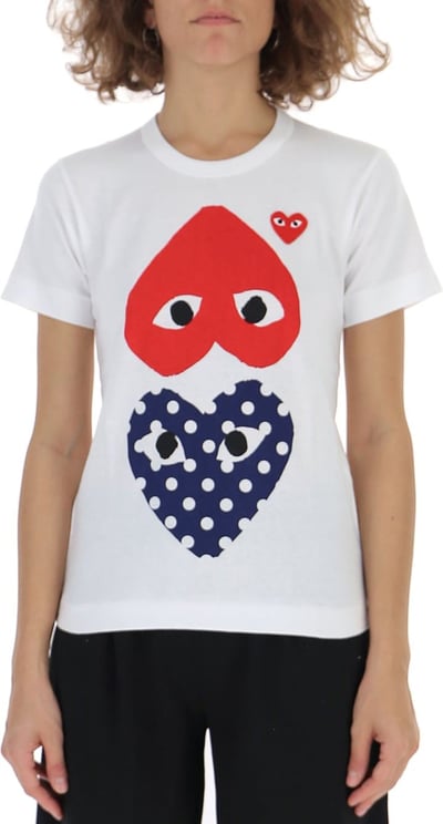 Comme des Garçons hearts print T-shirt Wit