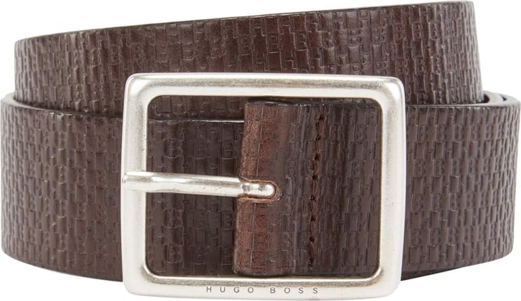 Hugo Boss Ralf Monogram Leather Belt Bruin