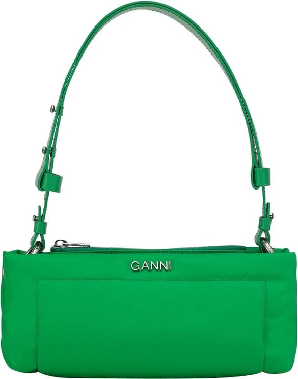 Ganni Pillow Baguette Green Bag Green Groen