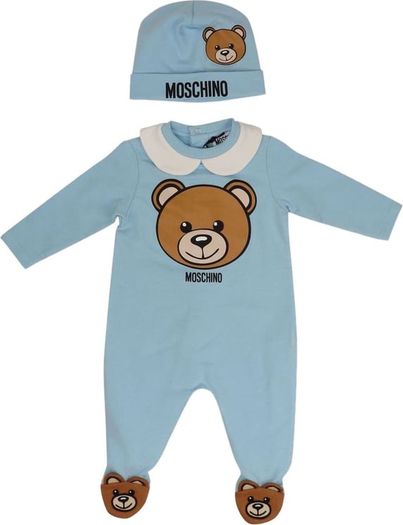 Moschino Moschino Baby Romper Suit +capp Bear Newborn Blauw