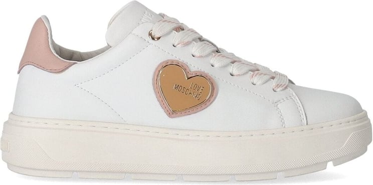 Love Moschino White Pink Sneaker With Logo White Wit