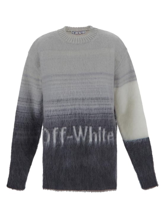 OFF-WHITE Mohair Helvetica Logo Crewneck Knitwear Blauw