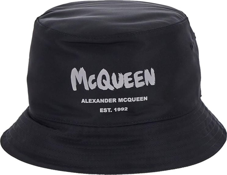 Alexander McQueen Graffiti Logo Bucket Hat Zwart