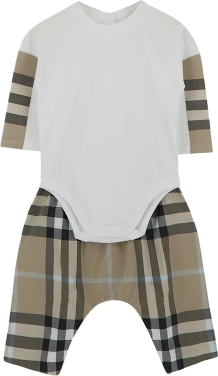 Burberry Baby Boy Sand Onesie With Trousers Wit