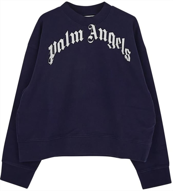 Palm Angels Logo Crew Neck Sweatshirt Blauw