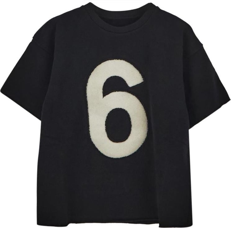 MM6 Maison Margiela "6" Embroidered T-Shirt Zwart