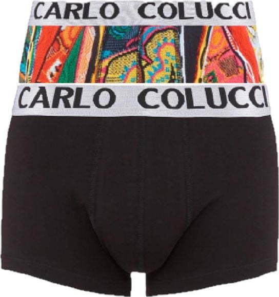 Carlo Colucci 2-Pack Boxershorts Oranje/Groen/Zwart Zwart