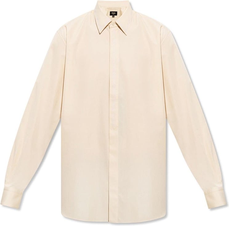 Fendi Fendi Embroidered Cotton Shirt Beige