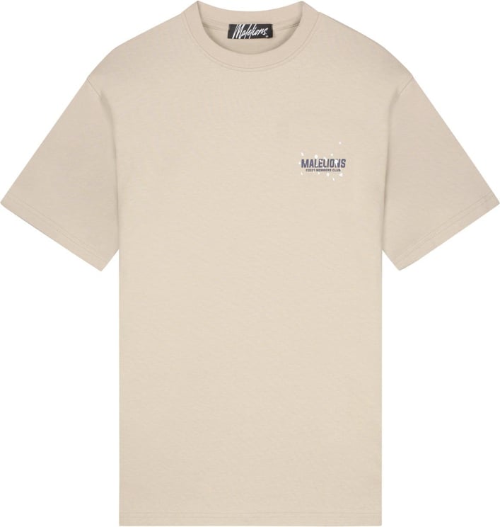 Malelions Men Members Club T-Shirt-Beige/Navy Beige