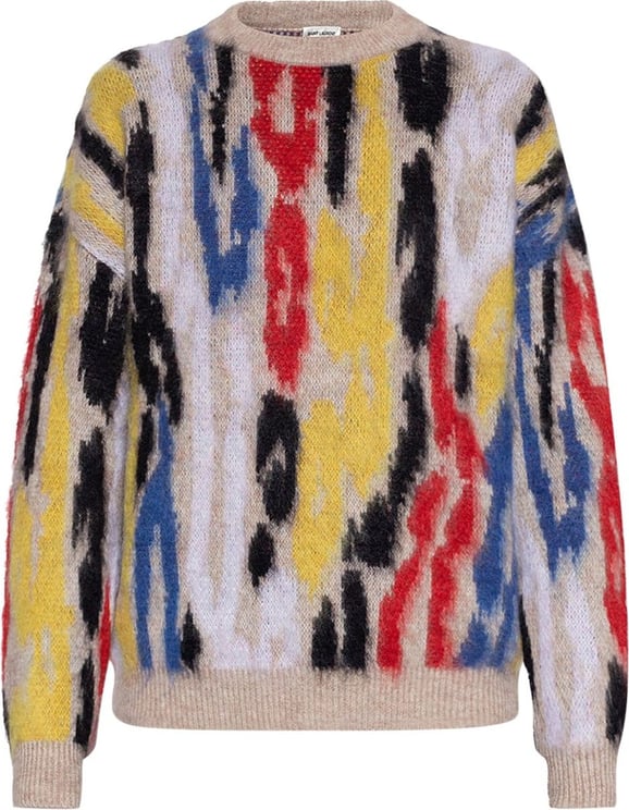 Saint Laurent Saint Laurent Patterned Wool Sweater Beige