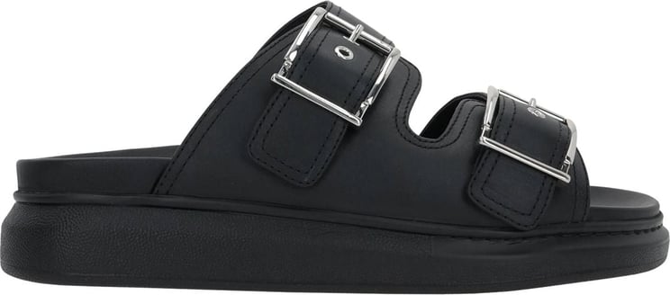 Alexander McQueen double-strap flat sandals Zwart