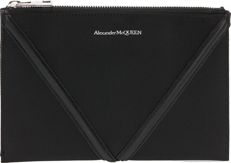 Alexander McQueen logo-print envelope clutch Zwart