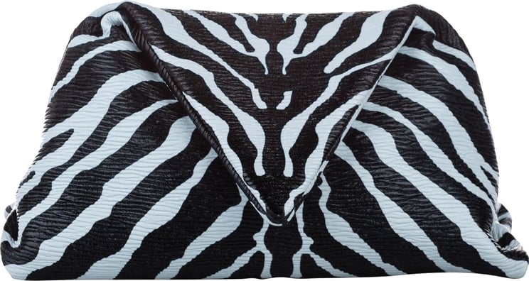 Bottega Veneta Zebra Print BV Leather Trine Clutch Zwart