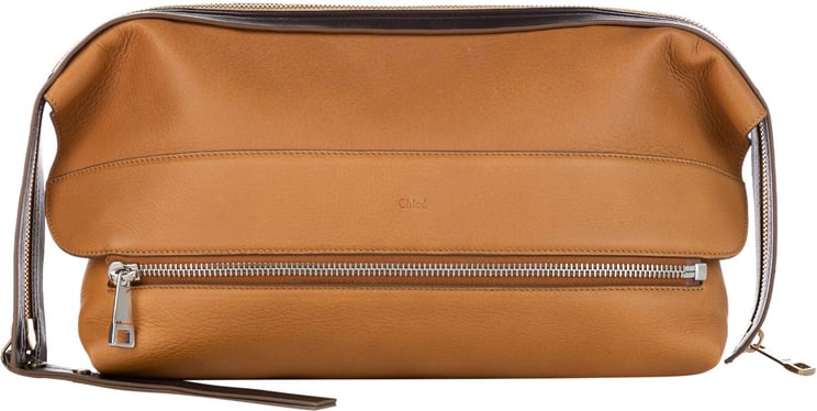 Chloé Dalston Leather Oversized Clutch Bag Bruin