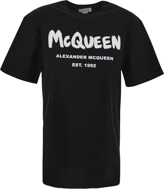 Alexander McQueen Graffiti Logo T-Shirt Zwart