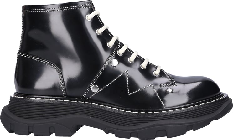 Alexander McQueen Ankle Boots Whqsg Calfskin Blackberry Zwart