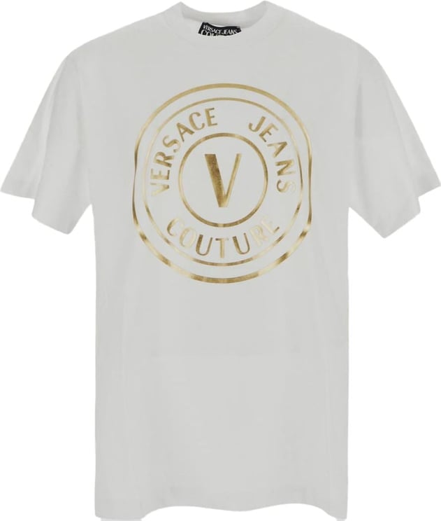 Versace Jeans Couture V-Emblem Metallic Logo T-Shirt Wit